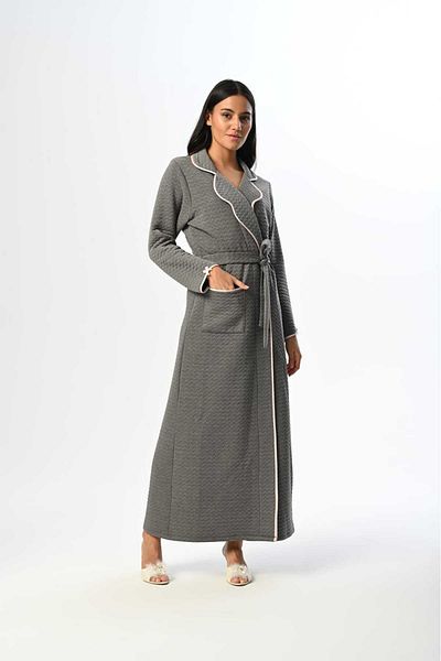Marilyn Club Long Length Cotton Belt Tied Long Sleeve Women's Dressing Gown