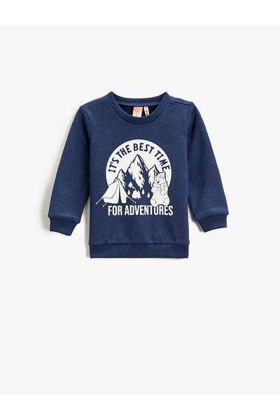 Koton Sweatshirt Long Sleeve Printed Crew Neck Cotton