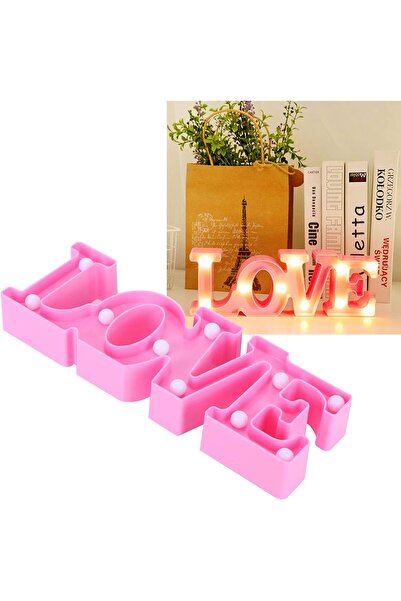 HEDİYEBİZİZ Işıklı Love Led Lamba Pembe