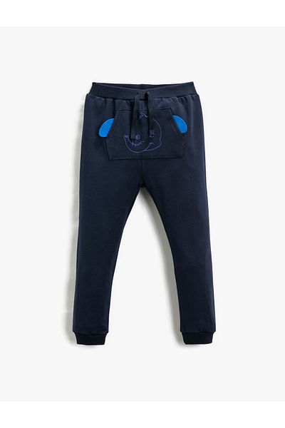 Koton Jogger Sweatpants Elephant Printed Kangaroo Pocket Tied Waist