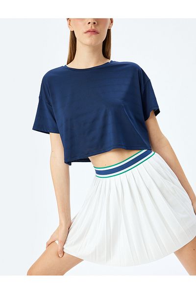 Koton Αθλητικό μπλουζάκι Crop Crew Neck Comfortable Fit που αναπνέει