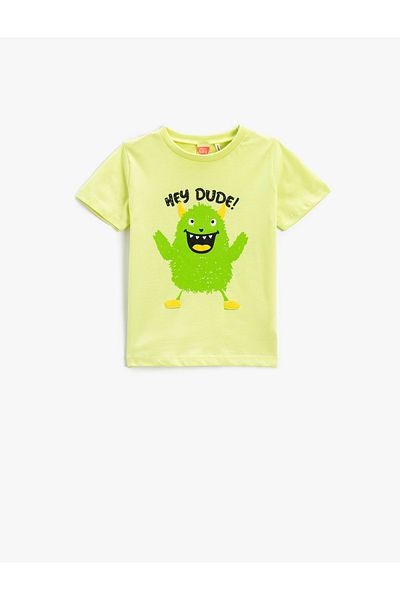 Koton Monster Printed T-Shirt Short Sleeve Crew Neck Cotton