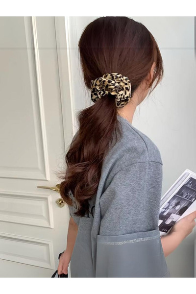 Lady Dolce LD المرأة ليوبارد أفخم المطاط Bagel مشبك