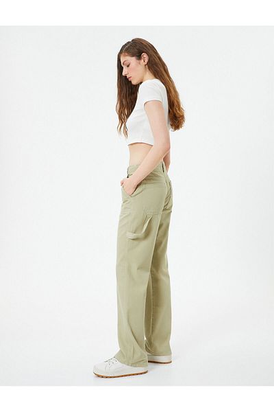 Koton Wide Leg Trousers High Waist Pocket Detail
