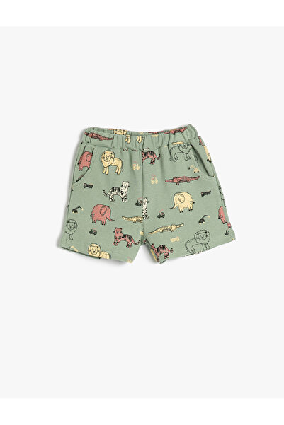 Koton Şort Beli Lastikli Cepli Dokulu Pamuklu