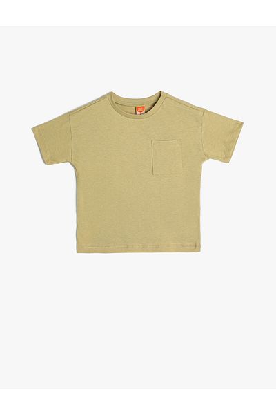 Koton Basic T-Shirt Short Sleeve Pocket Detailed Cotton