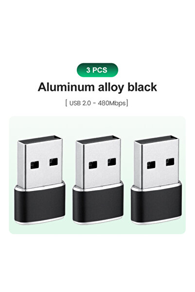 Choice 3 قطع محول USB إلى USB-C أسود اللون لهاتف iPhone 17، محول شاحن سيارة م...