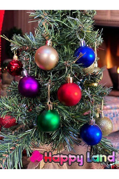 Happyland Christmas Tree Decoration 4 cm 6 Colorful Christmas Balls