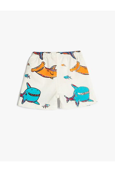 Koton Shorts Tie Waist Shark Printed Cotton