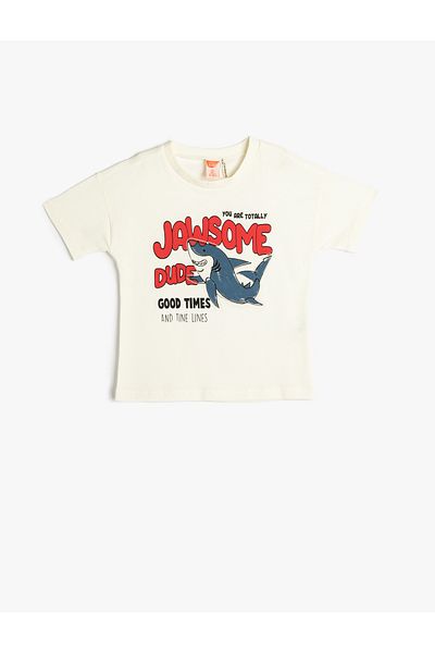 Koton T-Shirt Shark Printed Short Sleeve Cotton