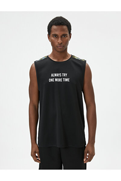 Koton Sports Tank Top Slogan Printed Sleeveless Reflector Detailed