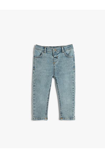 Koton Jeans Pantaloni Cu Buzunare Elastice In Talie Bumbac - Jean Drept