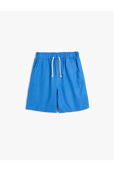 Koton Linen Shorts - Tie-Up Waist, Pocket Design