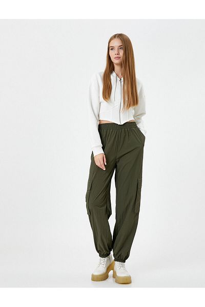 Koton Jogger Cargo Pants with Pockets and Elastic Waist