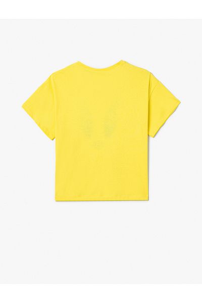 Koton Tweety T-Shirt Licensed Sequined Short Sleeve Crew Neck Cotton
