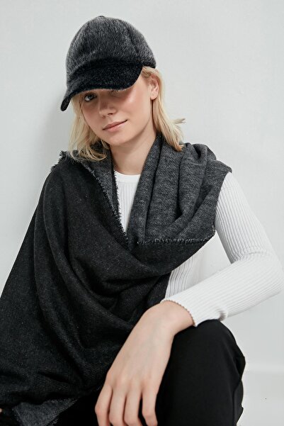 FELLMENS Black Anthracite Double-Sided Thick Shoulder Shawl Scarf