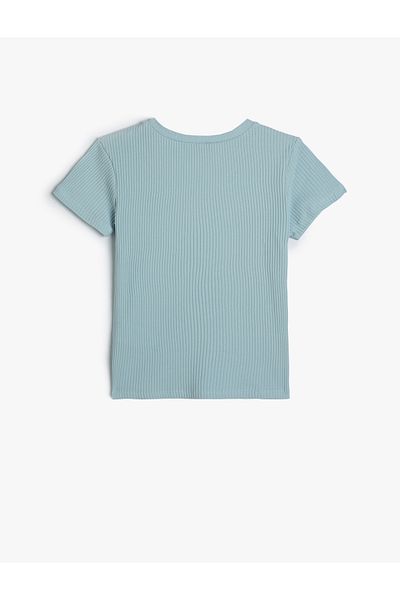 Koton Tricou crop cu mânecă scurtă din bumbac cu decolteu cu nervuri