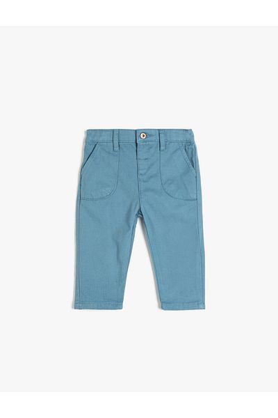Koton Pants with Pockets, Cotton, Adjustable Elastic Waist
