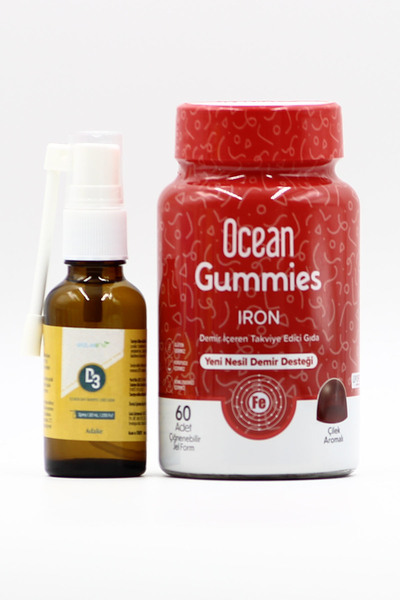 Ocean Gummies Çiğneme Form Demir Takviye ve Estellife D3 Vitamin Sprey