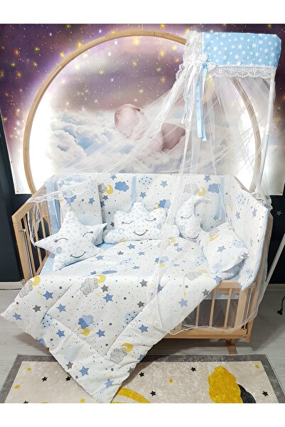 Baby Clime 70X130 Baby Sleeping Set - Mosquito Net and Apparatus Included, Moon Cloud Star Pattern