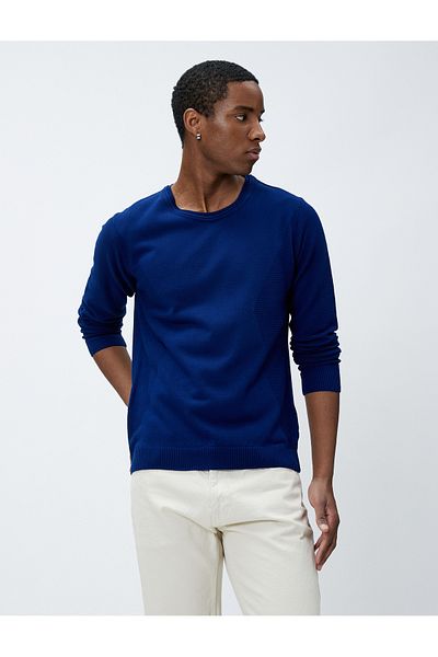 Koton Basic pulóver Crew Neck Slim Fit hosszú ujjú texturált