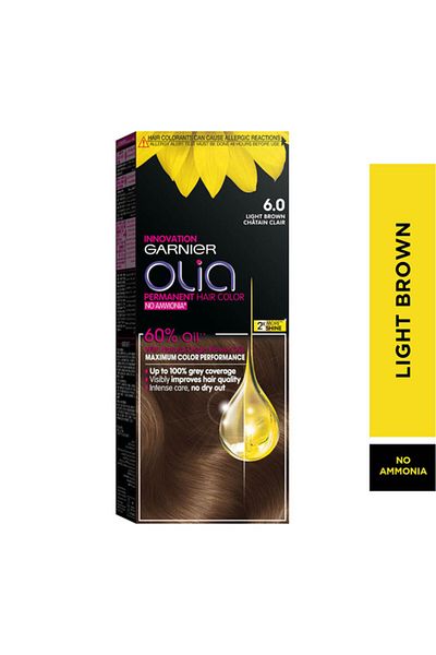 Garnier Olia, 6.0 Light brown, No Ammonia Permanent Haircolor with 60% Oils