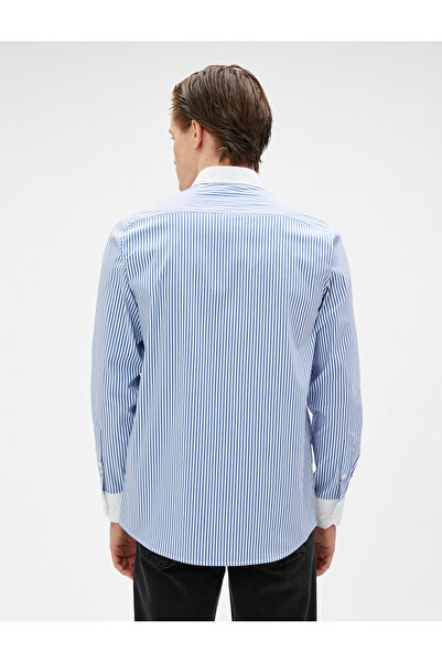 Koton Mavi Çizgili Erkek Gömlek 3SPM60001HW