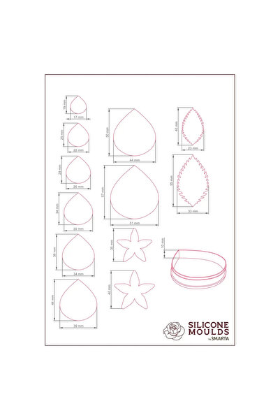 Smarta Silikon Kalıp ve Hamur Kesme Seti Gül & Yapraklar Sk1013023