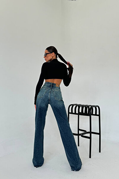 Gallogi Джинси для жінок Straight Blue з леопардовим принтом