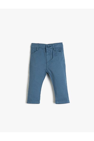 Koton Trousers Slim Fit Pocketed Cotton Adjustable Elastic Waist