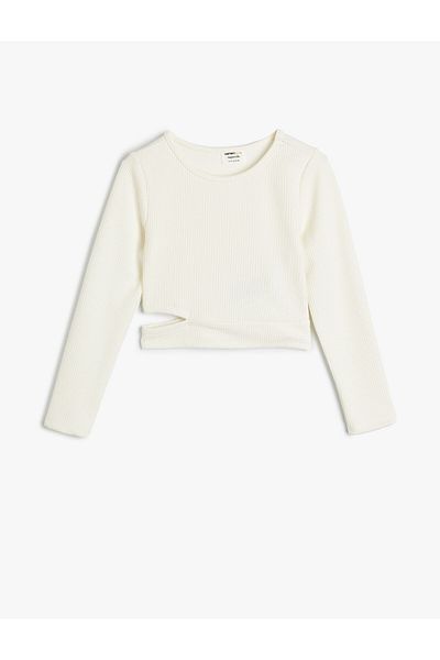 Koton Μακρυμάνικο Basic T-Shirt παράθυρο με λεπτομερή καμιζόλα με λαιμόκοψη