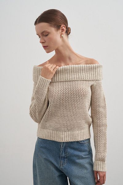 PARKhande Openwork Boat Neck Sweater