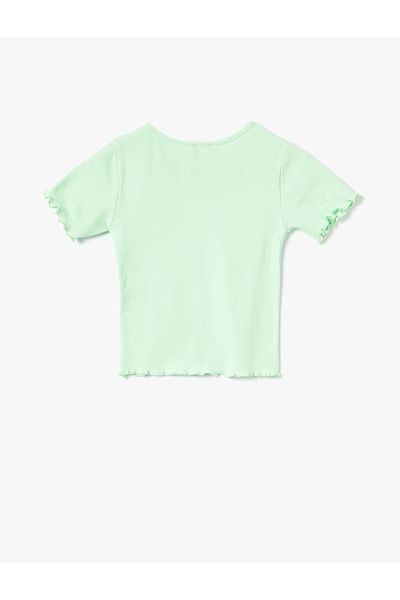 Koton Tricou de bază, cu mânecă scurtă, decolteu, bumbac cu nervuri