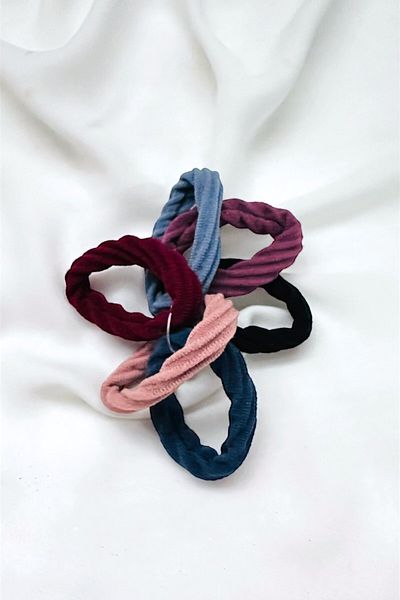 PETEK AKSESUAR 6 Pieces Burgue Hair Red Rubber Buckle