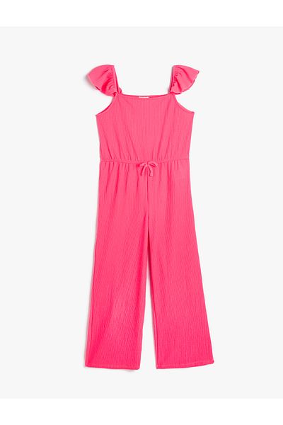 Koton Strukturierter Sling-Jumpsuit – volle Länge, weites Bein und Rüschendetail