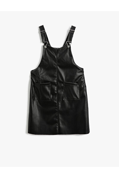 Koton Rochie salopetă cu aspect piele cu buzunare