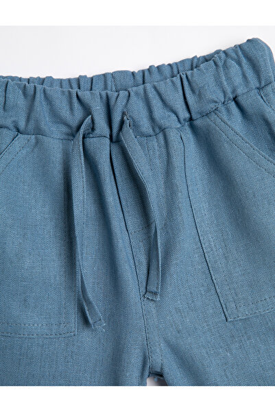 Koton Keten Şort Beli Bağlamlı Cepli