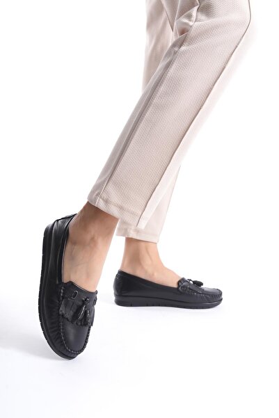 ARTI ARTI AYAKKABI حذاء باليرينا أسود من الجلد الطبيعي للنساء - Plus-Plus014-...