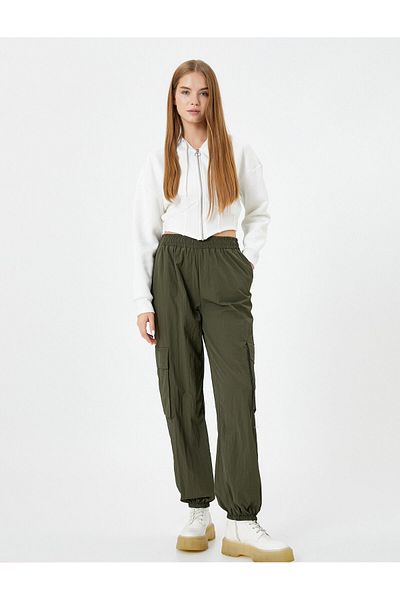 Koton Jogger Cargo Pants with Pockets and Elastic Waist