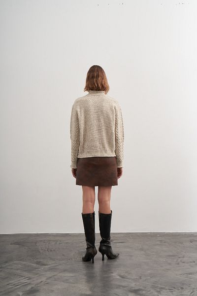 PARKhande Hair Braided Openwork Half Fisherman Sweater