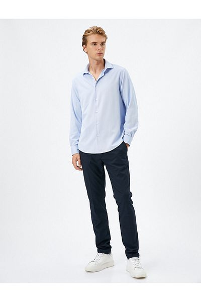 Koton Basic Shirt Classic Collar Buttoned Long Sleeve Non Iron