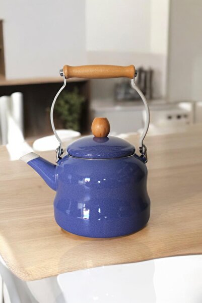 ALBETTO Emaye Demlik Vintage Üstten Saplı Mavi 2,5 Litre Demlik