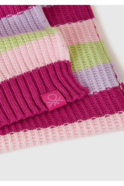 United Colors of Benetton Boy's Pink Mix Colored Striped Knitted Scarf