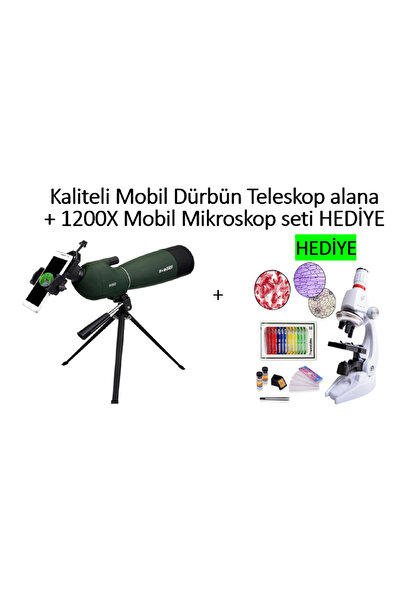lizer Mobil çantalı Dürbün Teleskop alana +1200x Mobil Mikroskop HEDİYE(Su,Si...