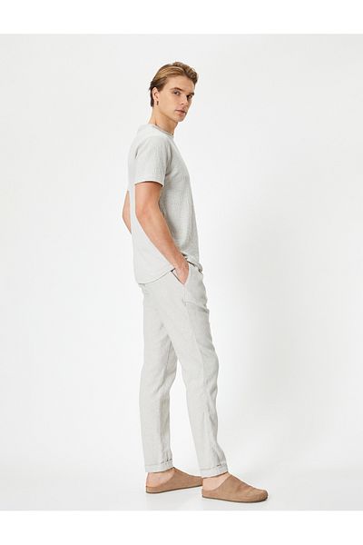 Koton Textured Slim Fit Crew NecK T-shirt - Short Sleeve