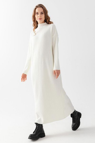Irmak Kerekli Women's Ecru Ribbed Oversize Knitwear Dress 811134