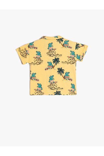Koton Shirt Short Sleeve Crocodile Printed Cotton