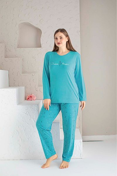 bie's Set de pijamale de sezon cu mâneci lungi, cu gât rotund, mare, buzunar din viscoză