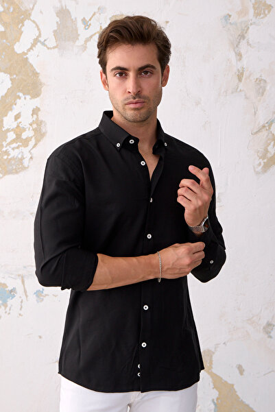 Oksford Ανδρικό πουκάμισο με γιακά με κουμπιά, μαλακό και αναπνέον, κομψό σχέδιο που σιδερώνει εύκολα