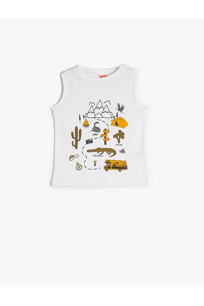 Koton Tank Top fără mâneci cu gât rotund din bumbac imprimat